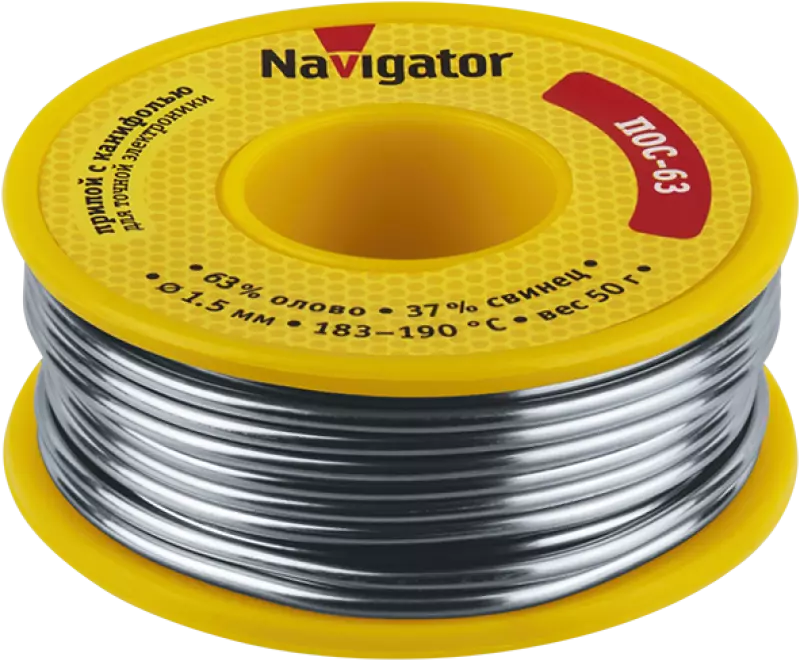 Припой Navigator 93 781 NEM-Pos05-63K-1.5-K50 (ПОС-63, катушка, 1.5 мм, 50 гр) Припой Navigator 93 781 NEM-Pos05-63K-1.5-K50 (ПОС-63, катушка, 1.5 мм, 50 гр)