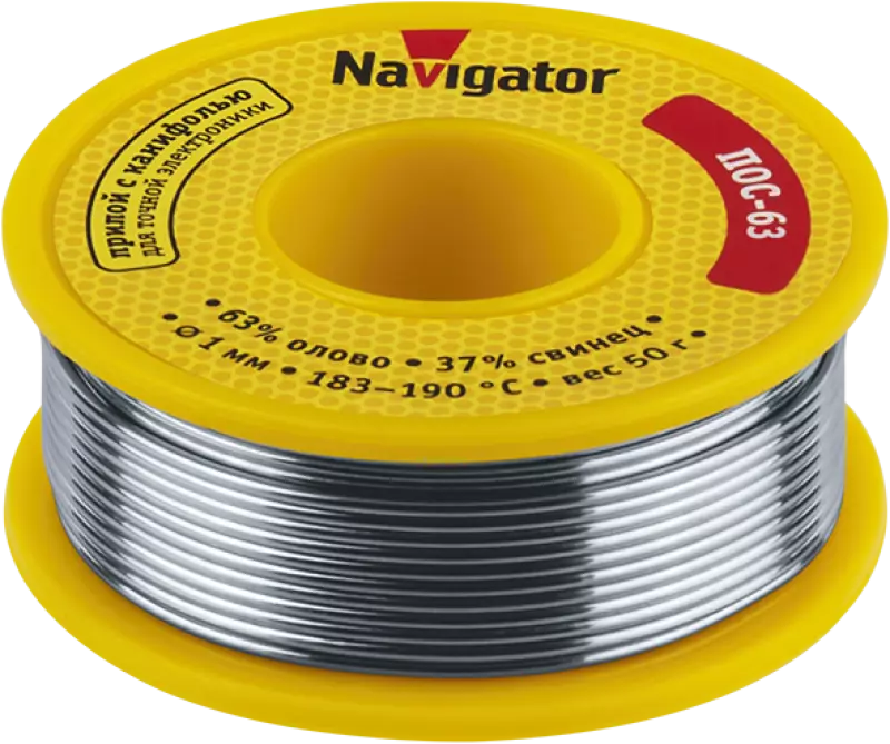 Припой Navigator 93 776 NEM-Pos05-63K-1-K50 (ПОС-63, катушка, 1 мм, 50 гр) Припой Navigator 93 776 NEM-Pos05-63K-1-K50 (ПОС-63, катушка, 1 мм, 50 гр)