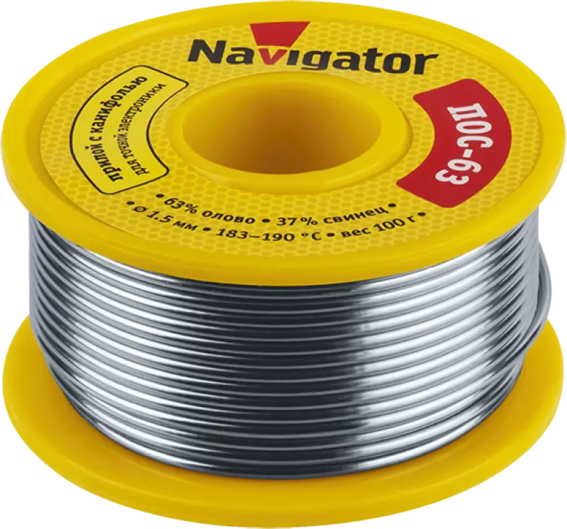 Припой Navigator 93 782 NEM-Pos05-63K-1.5-K100 (ПОС-63, катушка, 1.5 мм, 100 гр) Припой Navigator 93 782 NEM-Pos05-63K-1.5-K100 (ПОС-63, катушка, 1.5 мм, 100 гр)